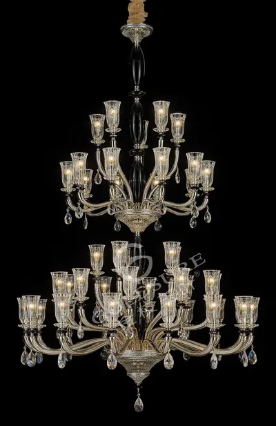Đèn chùm cổ điển đồng màu mạ vàng, 45 bóng, Ø145 cm