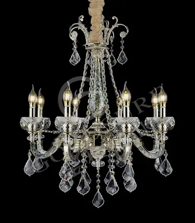Đèn chùm cổ điển đồng màu mạ vàng, 8 bóng, Ø67 cm
