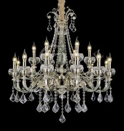 Đèn chùm cổ điển đồng màu mạ vàng, 18 bóng, Ø90 cm