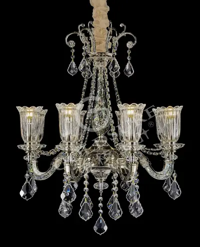 Đèn chùm cổ điển đồng màu mạ vàng, 8 bóng, Ø67 cm