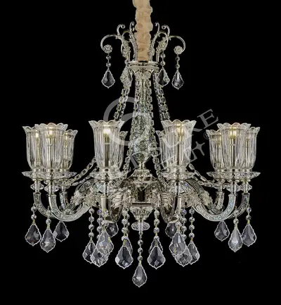 Đèn chùm cổ điển đồng màu mạ vàng, 10 bóng, Ø75 cm