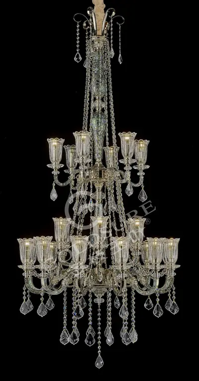 Đèn chùm cổ điển đồng màu mạ vàng, 24 bóng, Ø90 cm