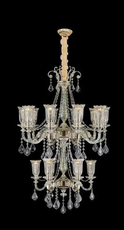 Đèn chùm cổ điển đồng màu mạ vàng, 16 bóng, Ø75 cm