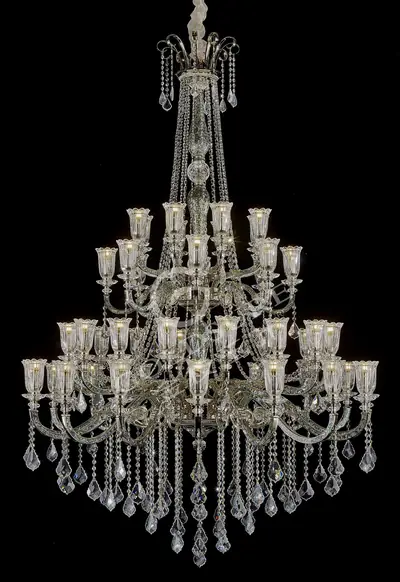 Đèn chùm cổ điển đồng màu mạ vàng, 48 bóng, Ø153 cm