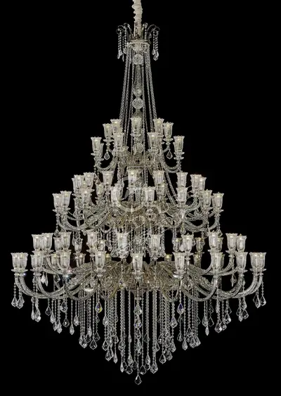 Đèn chùm cổ điển đồng màu mạ vàng, 92 bóng, Ø225 cm