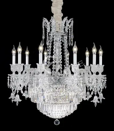 Đèn chùm cổ điển đồng màu crom, 10 bóng, Ø88 cm