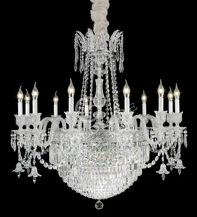 Đèn chùm cổ điển đồng màu crom, 12 bóng, Ø105 cm