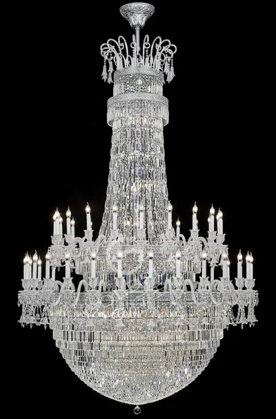 Đèn chùm cổ điển đồng màu crom, 48 bóng, Ø190 cm