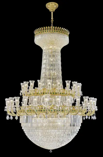 Đèn chùm cổ điển đồng màu vàng 24K, 48 bóng, Ø210 cm