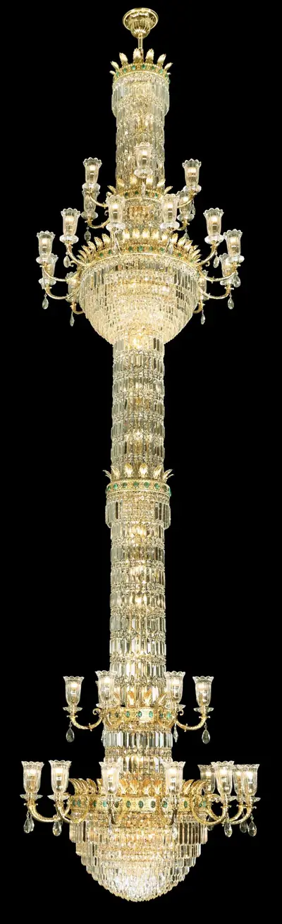 Đèn chùm cổ điển đồng màu vàng 24K, Ø110 cm