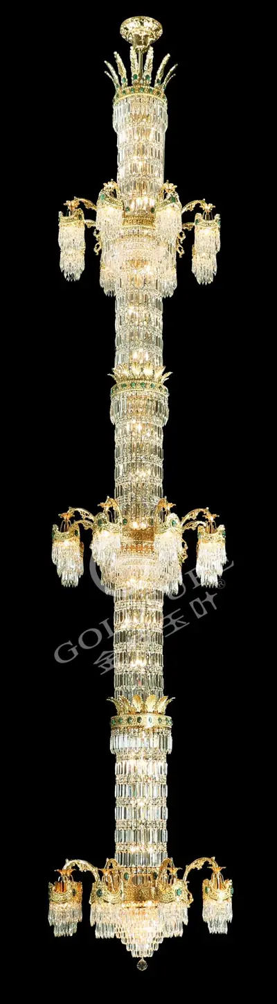 Đèn chùm cổ điển đồng màu vàng 24K, 24 bóng, Ø110 cm