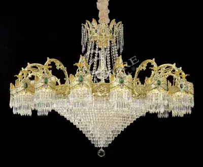 Đèn chùm cổ điển đồng màu vàng 24K, 16 bóng, Ø145 cm