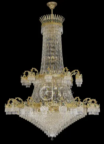 Đèn chùm cổ điển đồng màu vàng 24K, 28 bóng, Ø248 cm