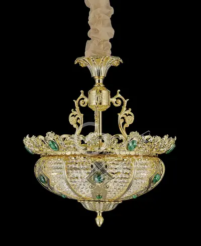 Đèn chùm cổ điển đồng màu vàng 24K, Ø40 cm