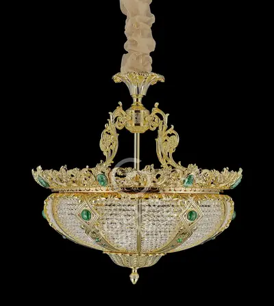Đèn chùm cổ điển đồng màu vàng 24K, Ø51 cm