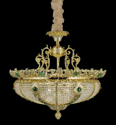 Đèn chùm cổ điển đồng màu vàng 24K, Ø62 cm
