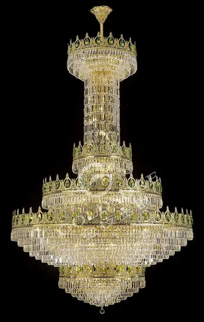 Đèn chùm cổ điển đồng màu vàng 24K, Ø150 cm (xanh ô liu)