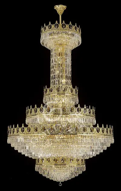 Đèn chùm cổ điển đồng màu vàng 24K, Ø150 cm (màu cognac)