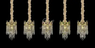 Đèn chùm cổ điển đồng màu vàng 24K, Ø20 cm