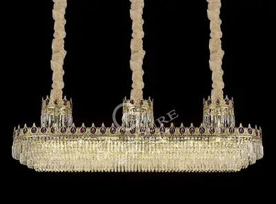 Đèn chùm cổ điển đồng màu vàng 24K, Ø165 cm (tím violetdáng oval)