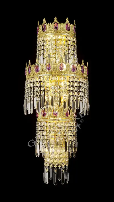 Đèn tường cổ điển đồng màu vàng 24K, 6 bóng (tím violet)