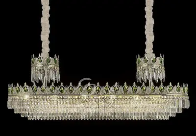 Đèn chùm cổ điển đồng màu mạ vàng, Ø165 cm (xanh ô liu)