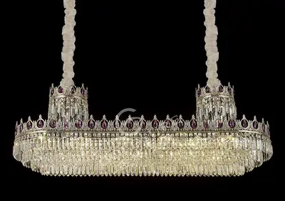 Đèn chùm cổ điển đồng màu mạ vàng, Ø165 cm (tím violet)