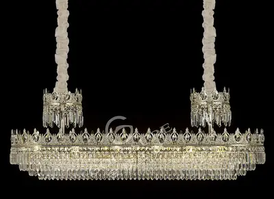 Đèn chùm cổ điển đồng màu mạ vàng, Ø165 cm (pha lê trong)