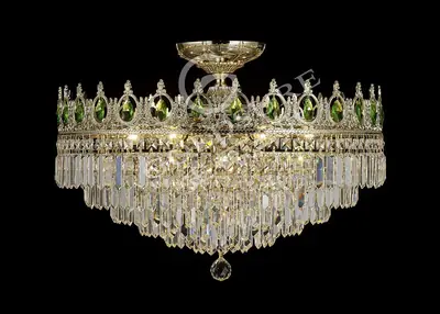 Đèn ốp trần cổ điển đồng màu mạ vàng, Ø60 cm (xanh ô liu)