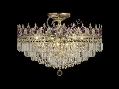 Đèn ốp trần cổ điển đồng màu mạ vàng, Ø60 cm (tím violet)