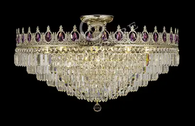 Đèn ốp trần cổ điển đồng màu mạ vàng, Ø80 cm (tím violet)