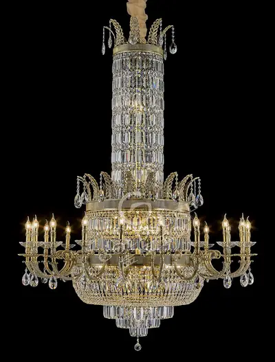 Đèn chùm cổ điển đồng màu đồng cổ kiểu Mỹ, 20 bóng, Ø145 cm