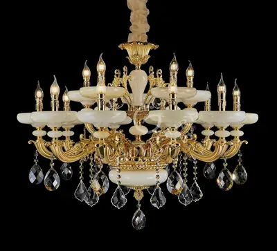 Đèn chùm cổ điển đồng màu vàng 24K, 15 bóng, Ø100 cm