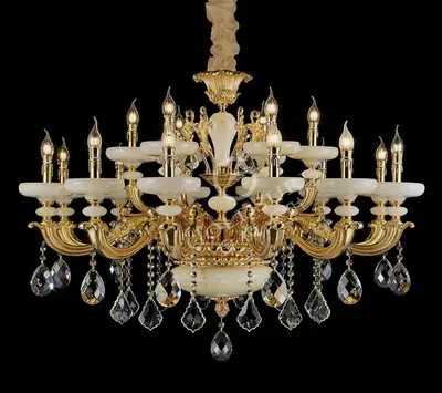 Đèn chùm cổ điển đồng màu vàng 24K, 18 bóng, Ø115 cm