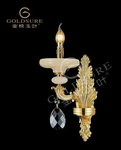 Đèn tường cổ điển đồng màu vàng 24K, 1 bóng