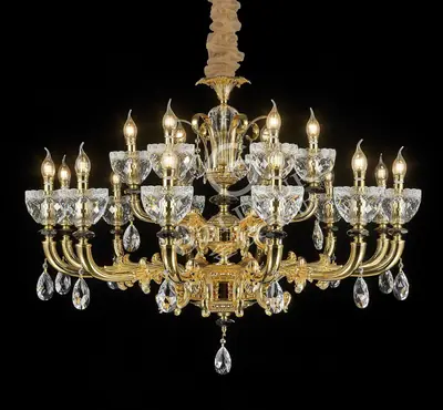 Đèn chùm cổ điển đồng màu vàng quý tộc, 18 bóng, Ø106 cm