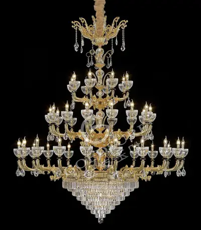 Đèn chùm cổ điển đồng màu vàng quý tộc, 42 bóng, Ø175 cm