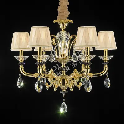 Đèn chùm cổ điển đồng màu vàng quý tộc, 6 bóng, Ø70 cm