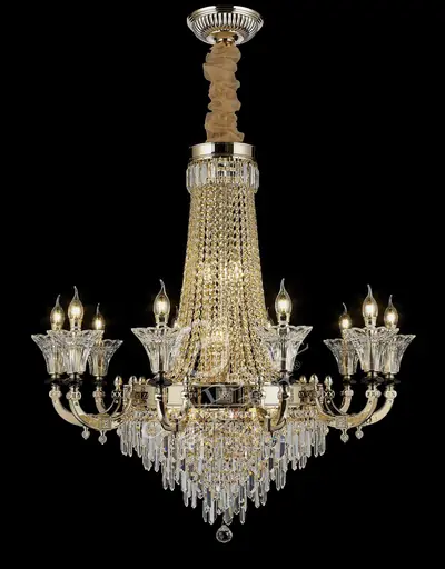 Đèn chùm cổ điển đồng màu trắng Hàn, 10 bóng, Ø96 cm