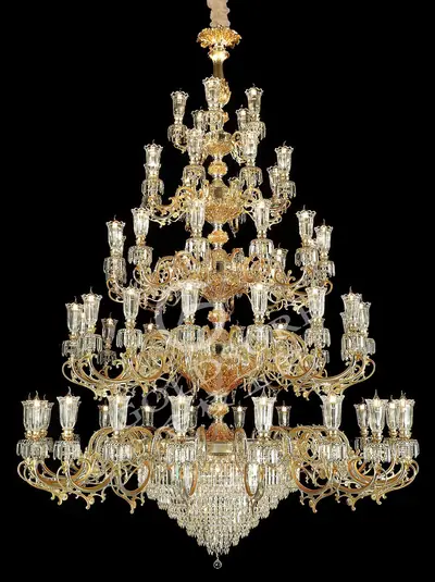 Đèn chùm cổ điển đồng màu bạc, 61 bóng, Ø202 cm