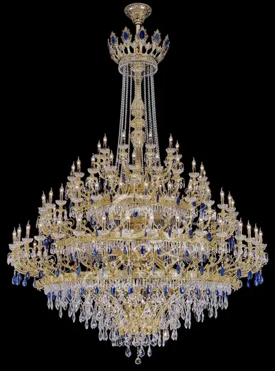 Đèn chùm cổ điển đồng màu vàng 24K, 94 bóng, Ø255 cm