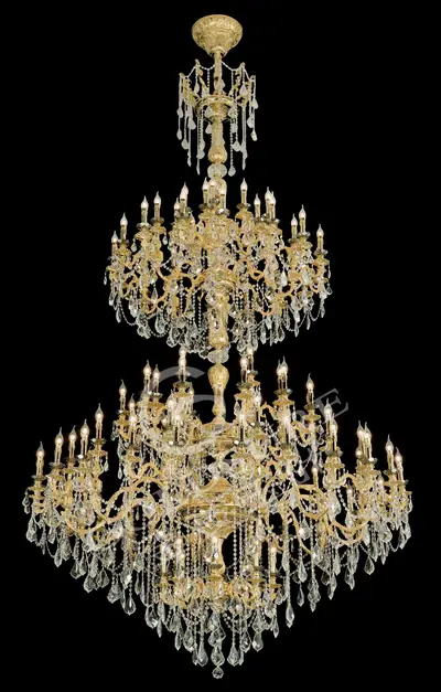 Đèn chùm cổ điển đồng màu vàng 24K, 94 bóng, Ø190 cm