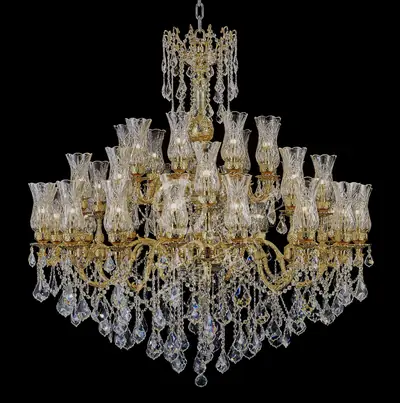 Đèn chùm cổ điển đồng màu vàng 24K, 36 bóng, Ø140 cm