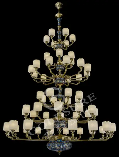 Đèn chùm cổ điển đồng màu đỏ California, 62 bóng, Ø200 cm