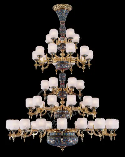 Đèn chùm cổ điển đồng màu vàng 24K, 51 bóng, Ø160 cm