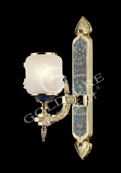 Đèn tường cổ điển đồng màu vàng 24K, 1 bóng