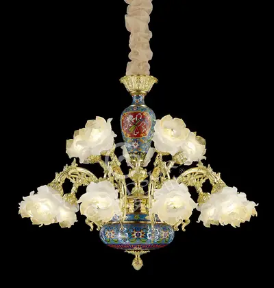 Đèn chùm cổ điển đồng màu vàng 24K, 15 bóng, Ø90 cm