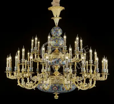 Đèn chùm cổ điển đồng màu vàng 24K, 40 bóng, Ø148 cm