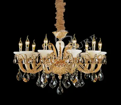 Đèn chùm cổ điển nhôm màu vàng Hàn Quốc, 10 bóng, Ø95 cm
