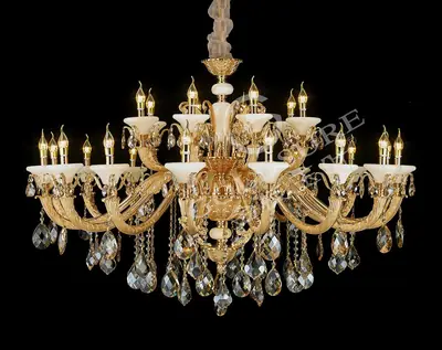 Đèn chùm cổ điển nhôm màu vàng Hàn Quốc, 24 bóng, Ø148 cm